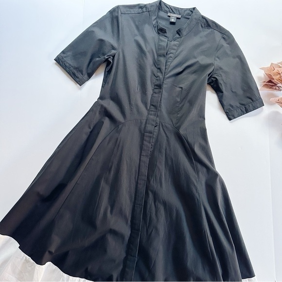 Halogen Front Seam A-Line Midi Dress Rich Black - Picture 5 of 10